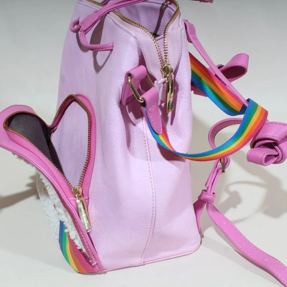 Danielle Nicole Care Bears Cheer Bear Pink Rainbow Convertible Backpack & Bag - Picture 9 of 13